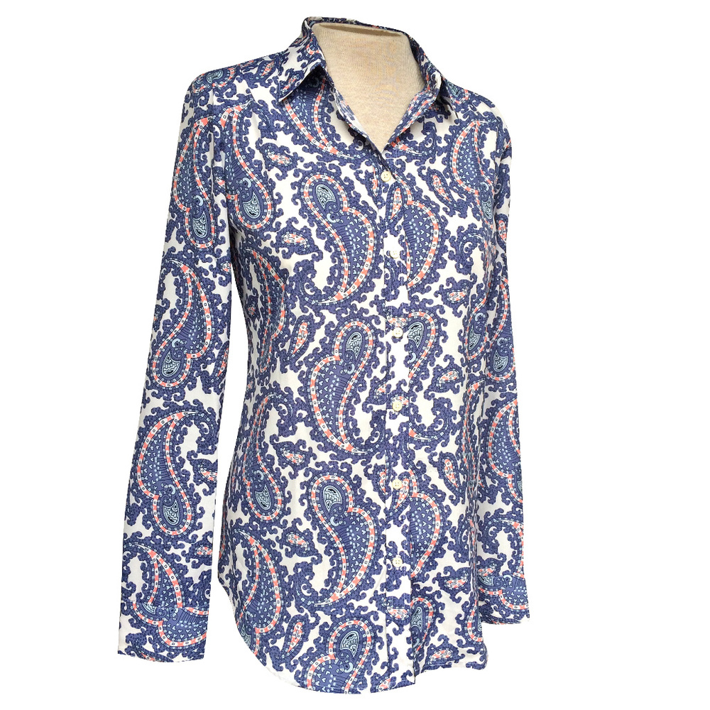 Banana Republic Periwinkle Paisley Dillon Shirt S - Picture 2 of 5